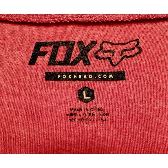 Fox Head Women's Fitted Neon Pink V-Neck T-Shirt Size Large Capped Sleeves - Picture 3 of 3